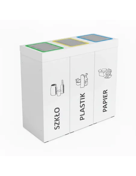 Kosz do segregacji DENEB 3x70L biały z klapkami inox – modułowy