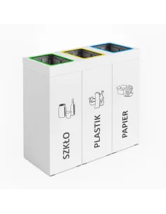 Kosz do segregacji DENEB 3x60L biały z pokrywą – modułowy