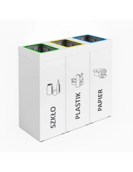 Kosz do segregacji DENEB 3x60L biały z pokrywą – modułowy