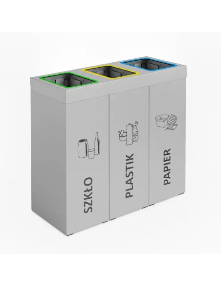 Kosz do segregacji DENEB 3x50L srebrny szczotkowany z pokrywą – modułowy