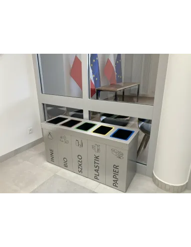 Kosz do segregacji DENEB 3x70L srebrny szczotkowany z pokrywą – modułowy