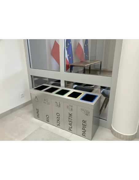 Kosz do segregacji DENEB 3x50L srebrny szczotkowany z pokrywą – modułowy