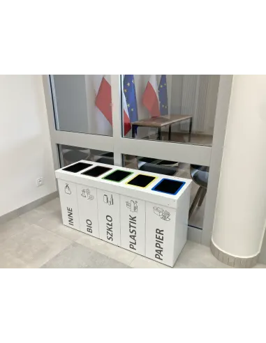 Kosz do segregacji DENEB 4x60L biały z klapkami inox – modułowy