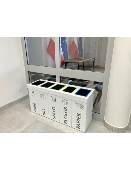 Kosz do segregacji DENEB 4x60L biały z pokrywą – modułowy