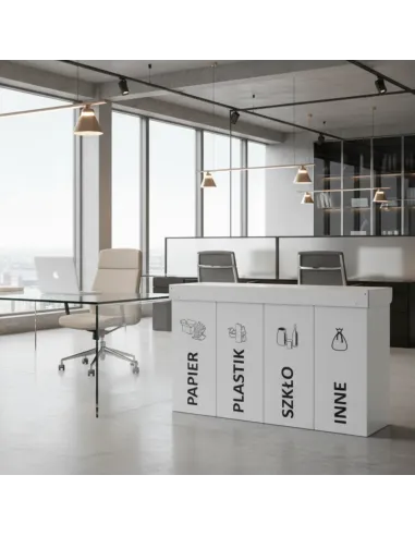 Kosz do segregacji DENEB 5x70L biały z klapkami inox – modułowy