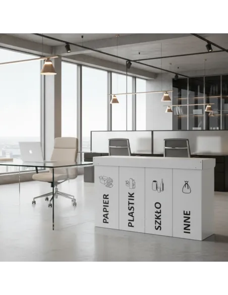 Kosz do segregacji DENEB 5x70L biały z klapkami inox – modułowy