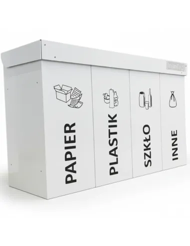 Kosz do segregacji DENEB 4x70L biały z klapkami inox – modułowy