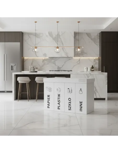 Kosz do segregacji DENEB 4x70L biały z klapkami inox – modułowy