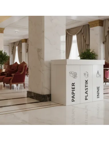 Kosz do segregacji DENEB 4x60L biały z pokrywą – modułowy