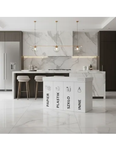 Kosz do segregacji DENEB 3x60L biały z pokrywą – modułowy