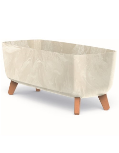 Skrzynka doniczka Gracja 58 cm efekt betonu - kremowy