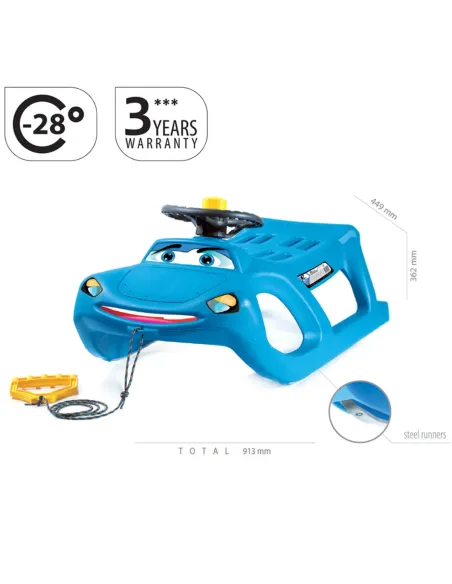 Sanki ZIGI ZET z kierownicą niebieski | Ślizgacz dla dzieci 3+