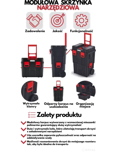 Modułowa skrzynka narzędziowa na kółkach 3w1