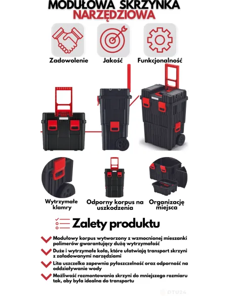 Modułowa skrzynka narzędziowa na kółkach 3w1