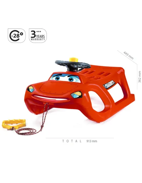 Sanki ZIGI ZET z kierownicą czerwony  | Ślizgacz dla dzieci 3+