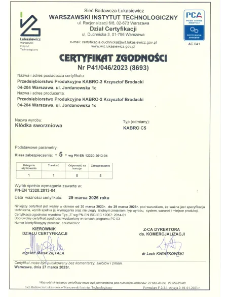 Kłódka trzpieniowa antywłamaniowa Levanto Pro C5 klasa 5