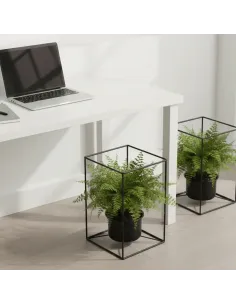 2x metalowy kwietnik stojący loft rustykalny z miseczką 13 cm 2