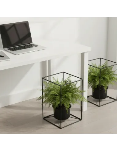 2x metalowy kwietnik stojący loft rustykalny z miseczką 13 cm