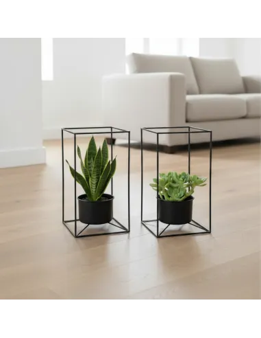 2x metalowy kwietnik stojący loft rustykalny z miseczką 13 cm