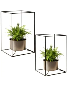 2x metalowy kwietnik stojący loft rustykalny z miseczką 13 cm