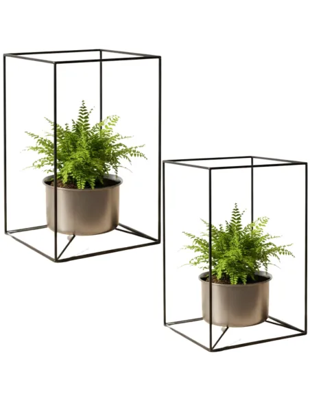 2x metalowy kwietnik stojący loft rustykalny z miseczką 13 cm