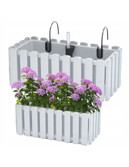 Doniczka skrzynka balkonowa na balustradę biała