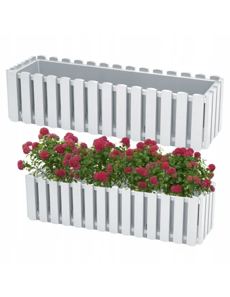 Doniczka skrzynka balkonowa na balustradę biała