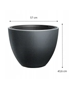 Donica duża 57 cm mrozoodporna okrągła antracyt taras balkon 2