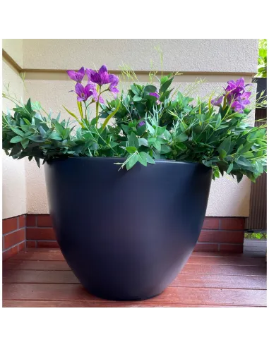 Donica duża 57 cm mrozoodporna okrągła antracyt taras balkon