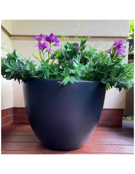 Donica duża 57 cm mrozoodporna okrągła antracyt taras balkon