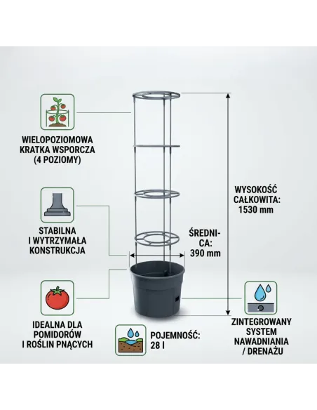 Doniczka do uprawy pomidorów 28L