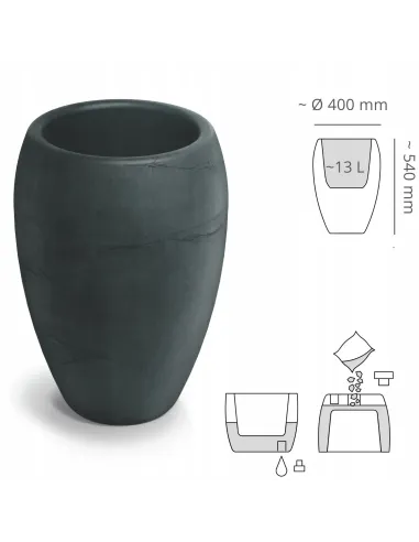 Donica ogrodowa 54 cm w kolorze węgiel – elegancka osłonka na taras, balkon