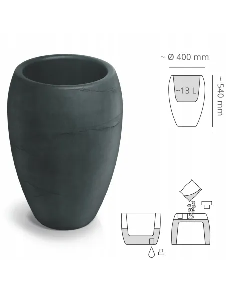 Donica ogrodowa 54 cm w kolorze węgiel – elegancka osłonka na taras, balkon