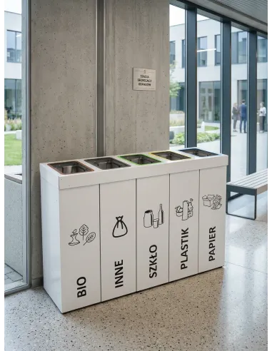 Kosz do segregacji DENEB 5x50L z pokrywą – modułowy