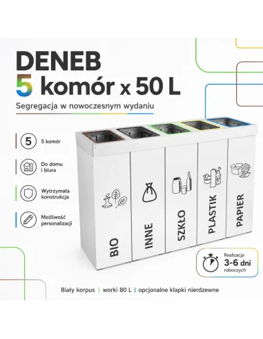 Kosz do segregacji DENEB 5x50L z pokrywą – modułowy