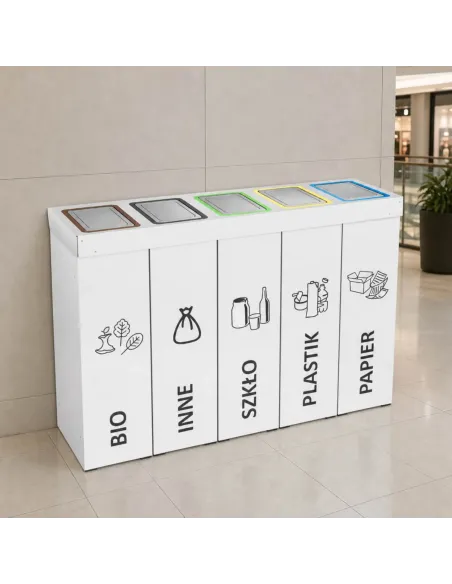 Kosz do segregacji DENEB 5x50L INOX | 5-komorowy pojemnik