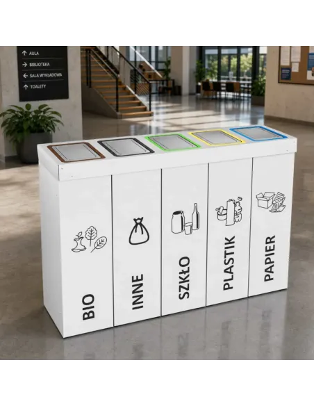 Kosz do segregacji DENEB 5x70L INOX | 5-komorowy pojemnik