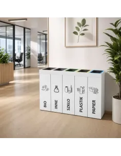 Kosz do segregacji DENEB 5x50L z pokrywą – modułowy 2