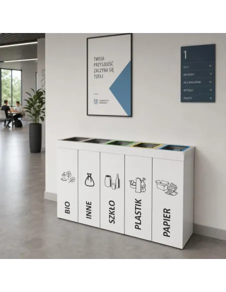 Kosz do segregacji DENEB 5x70L z pokrywą – modułowy