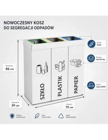 Kosz do segregacji DENEB 3x70L | 3-komorowy pojemnik