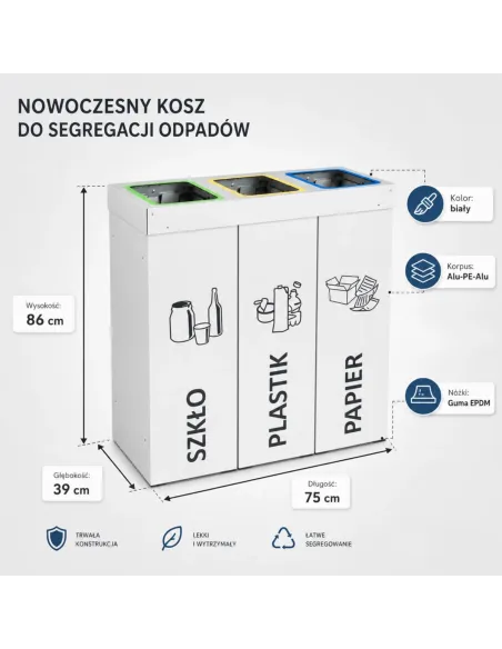 Kosz do segregacji DENEB 3x70L | 3-komorowy pojemnik
