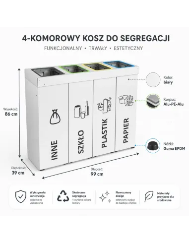Kosz do segregacji DENEB 4x70L | 4-komorowy pojemnik