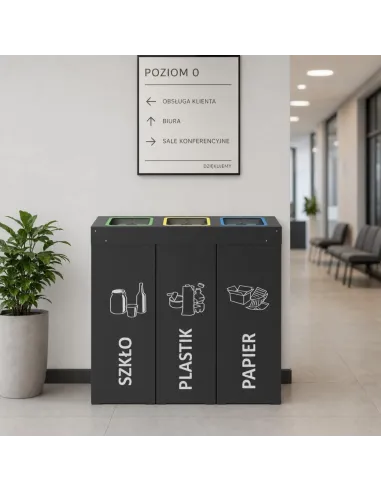 Kosz do segregacji DENEB 3x50L antracyt | 3-komorowy pojemnik