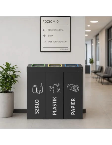 Kosz do segregacji DENEB 3x50L antracyt | 3-komorowy pojemnik
