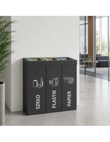 Kosz do segregacji DENEB 3x50L antracyt | 3-komorowy pojemnik