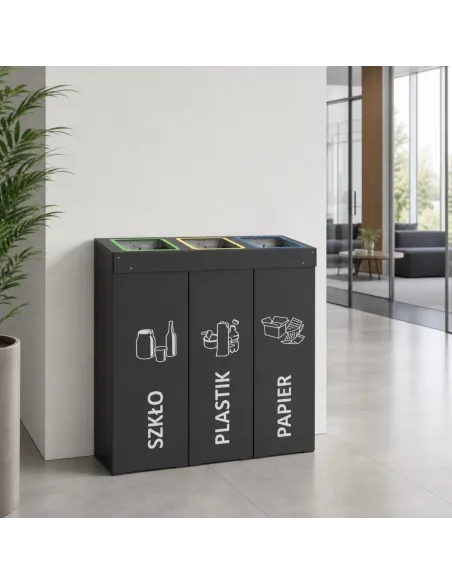 Kosz do segregacji DENEB 3x50L antracyt | 3-komorowy pojemnik