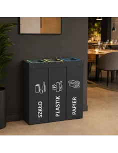 Kosz do segregacji DENEB 3x50L antracyt | 3-komorowy pojemnik 2