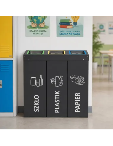 Kosz do segregacji DENEB 3x50L antracyt | 3-komorowy pojemnik