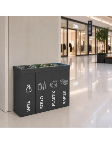 Kosz do segregacji DENEB 4x50L antracyt | 4-komorowy pojemnik