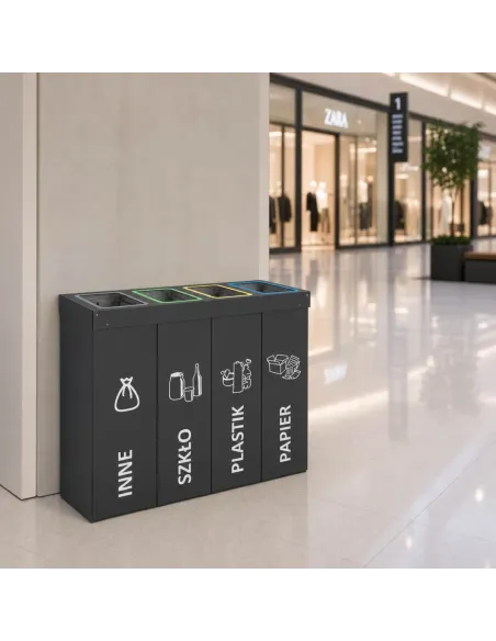 Kosz do segregacji DENEB 4x50L antracyt | 4-komorowy pojemnik